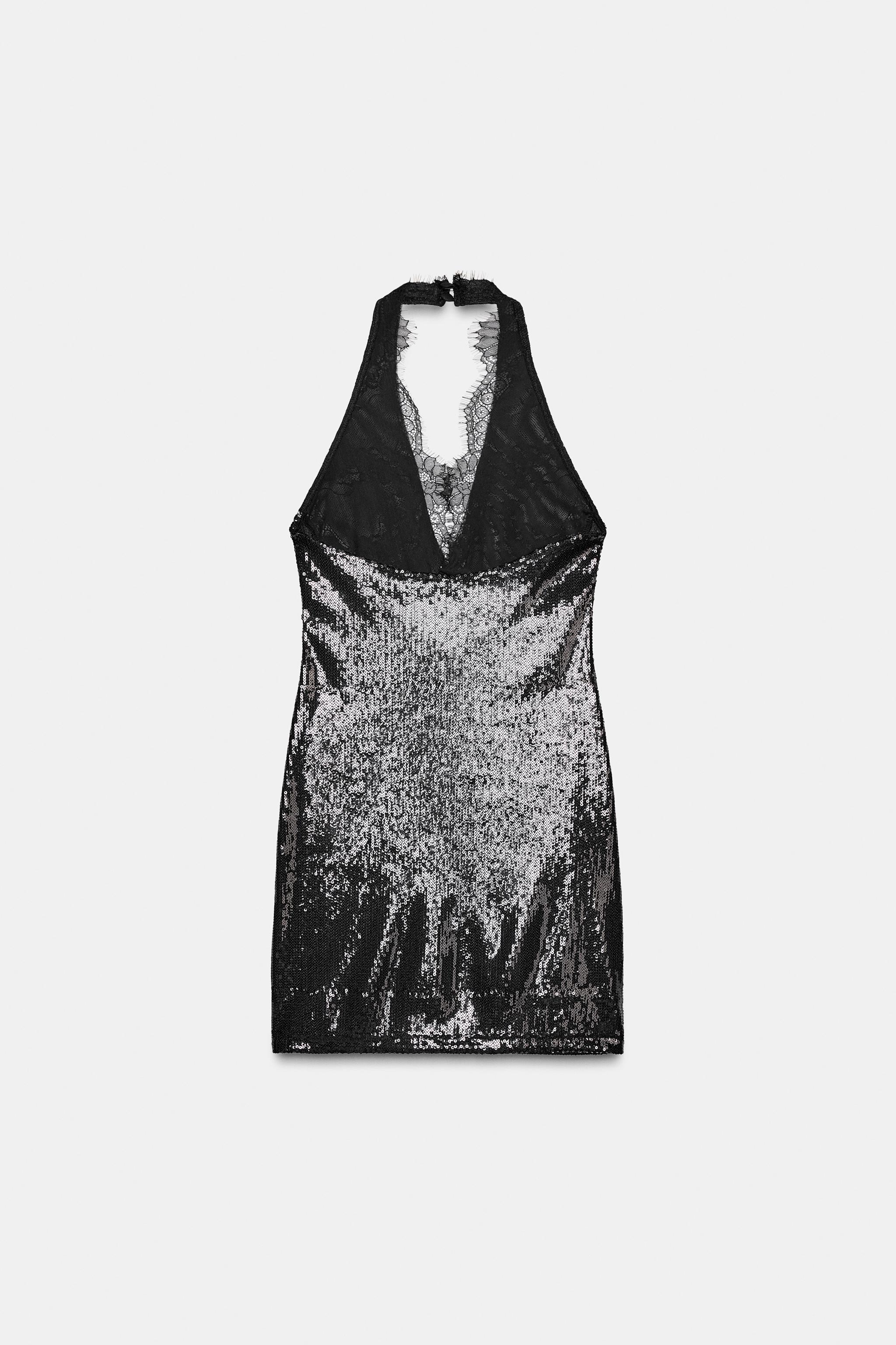 ROBE COURTE HALTER À PAILLETTES
